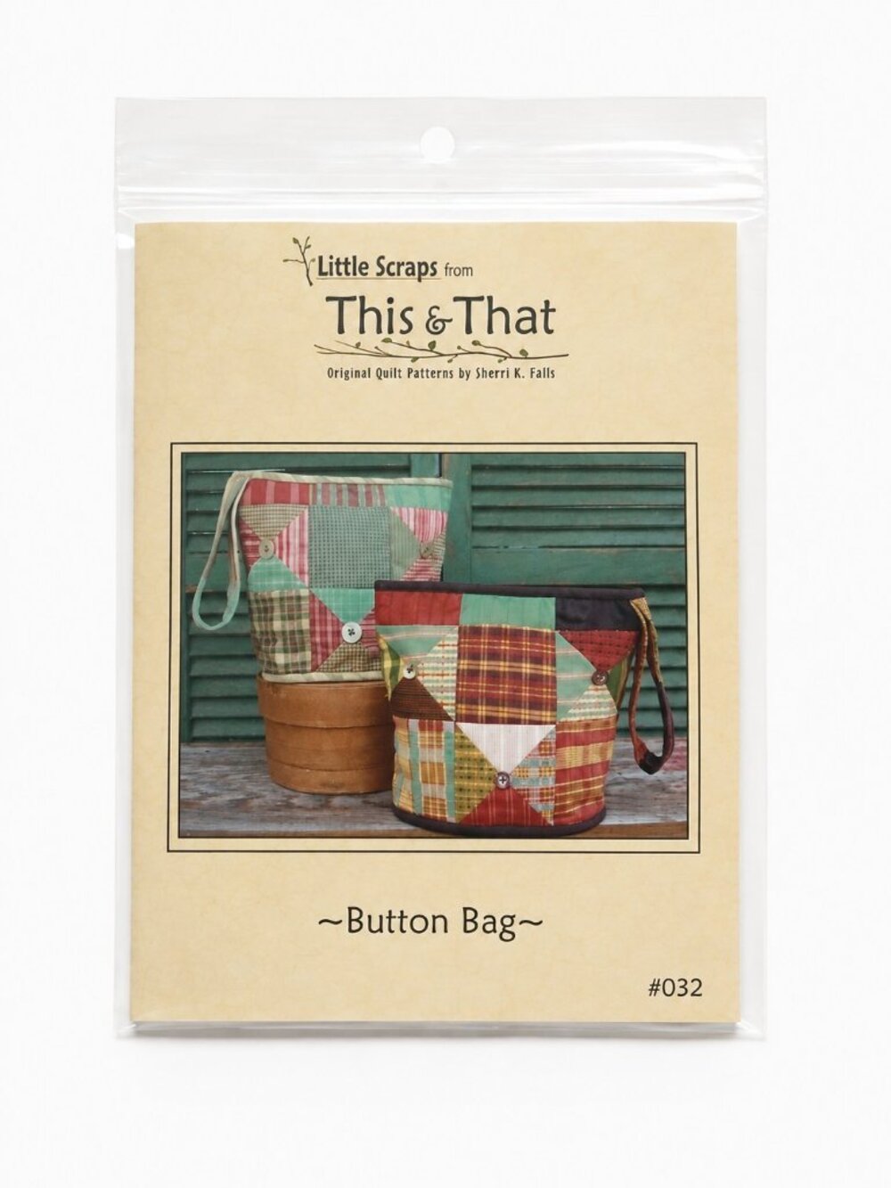 Country Style Patchwork Quilt Pattern Little Scraps This & That Button Bag #032